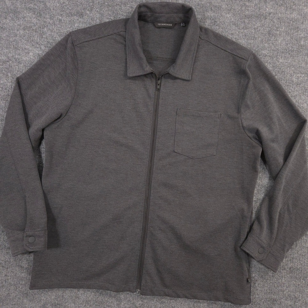 7 Diamonds Commuter Jacket Mens XXL Gray Full Zip Stretch Pockets Performance